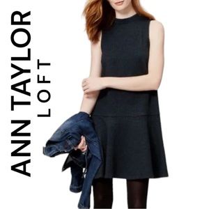 AnnTaylor Loft Drop Waist Dress Navy Blue Pinstripe XS Petite NEW